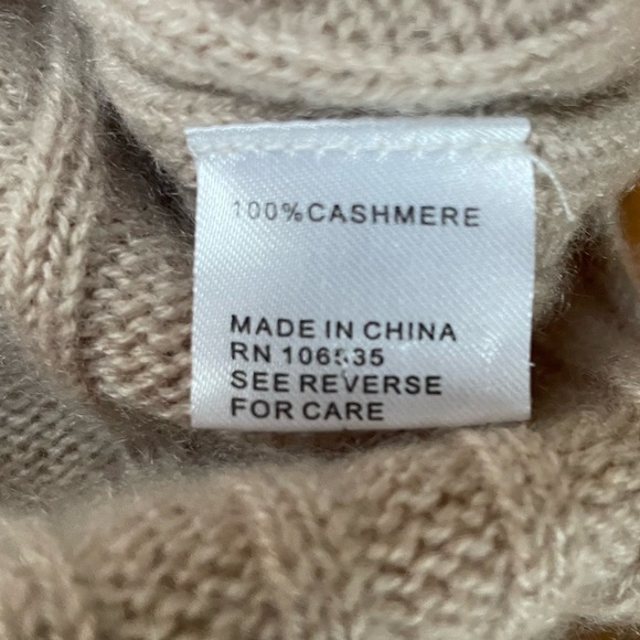 Central Park West 100% Cashmere Ribbed Sleeveless Tunic Cowlneck Sweater Oatmeal - Picture 7 of 11